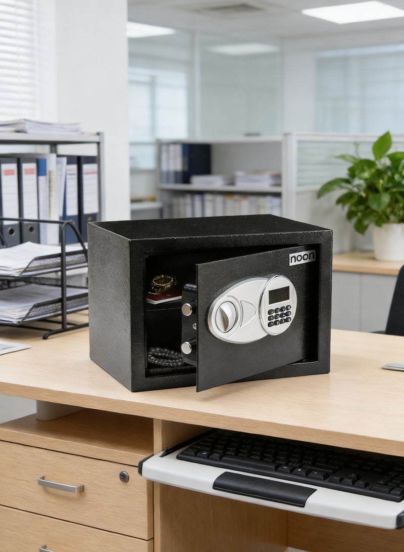 ايست من نون Small Safe Box with Digital Lock Key, Suitable for Home Office & Valuable Item Storage (Money. Documents, Passports) - 35x25x25 cm Size in Black - Image 4